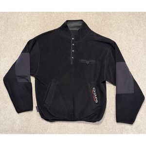 Vintage Chaps Ralph Lauren Sweater Snap Fleece Men's Size Large Black
